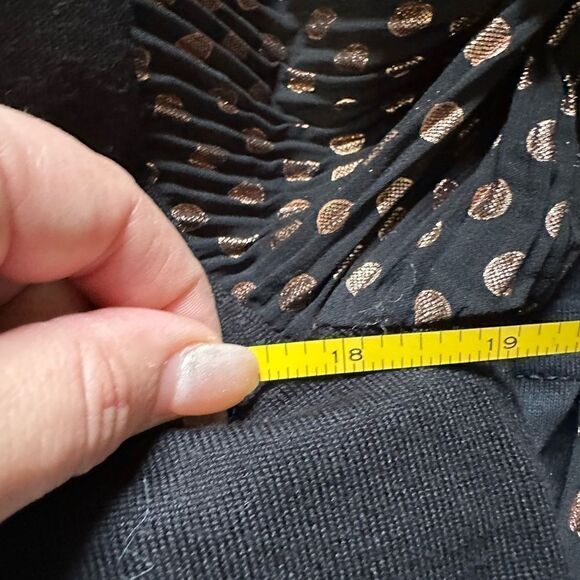 Adrianna Papell Crewneck Sweater Shear Sleeves Gold Polka Dots Size S - Picture 6 of 16